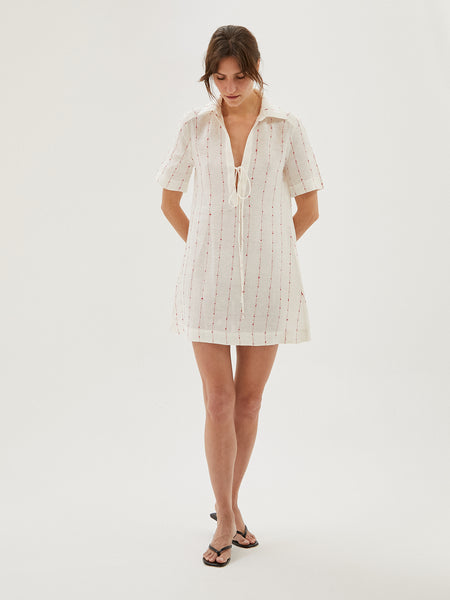 CORA DRESS M / Striped / Linen